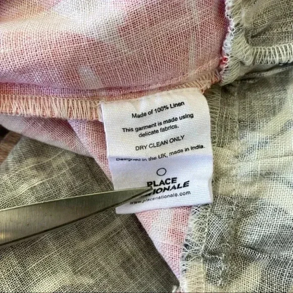 Anthropologie Place Nationale Linen Puff Sleeve Printed Midi Dress Red Small